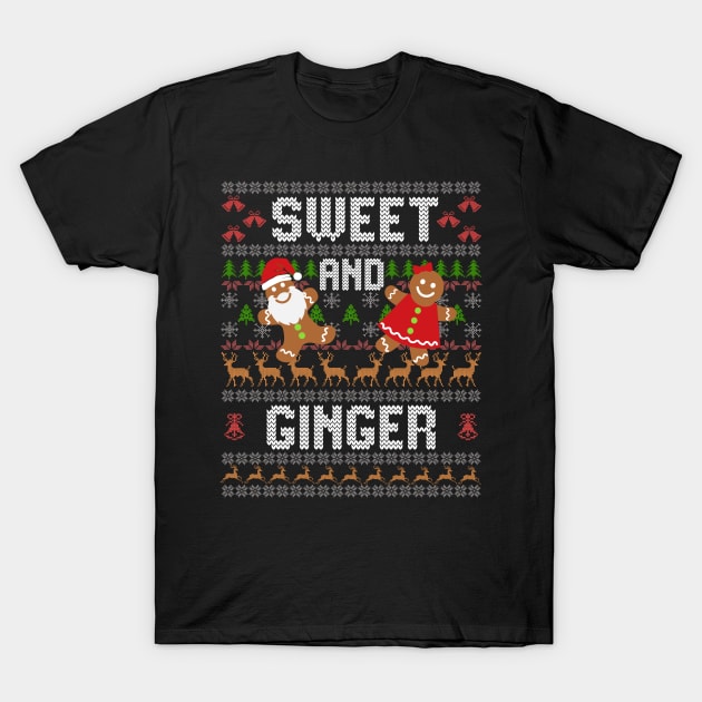 Sweet And Ginger Ugly Christmas Sweater Gingerbread T-Shirt by alcoshirts